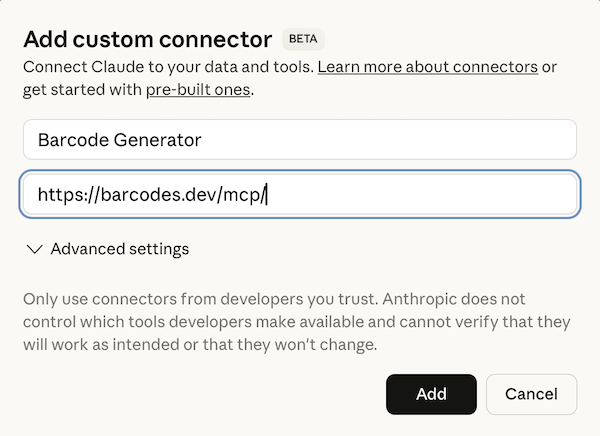 Add Custom Connector